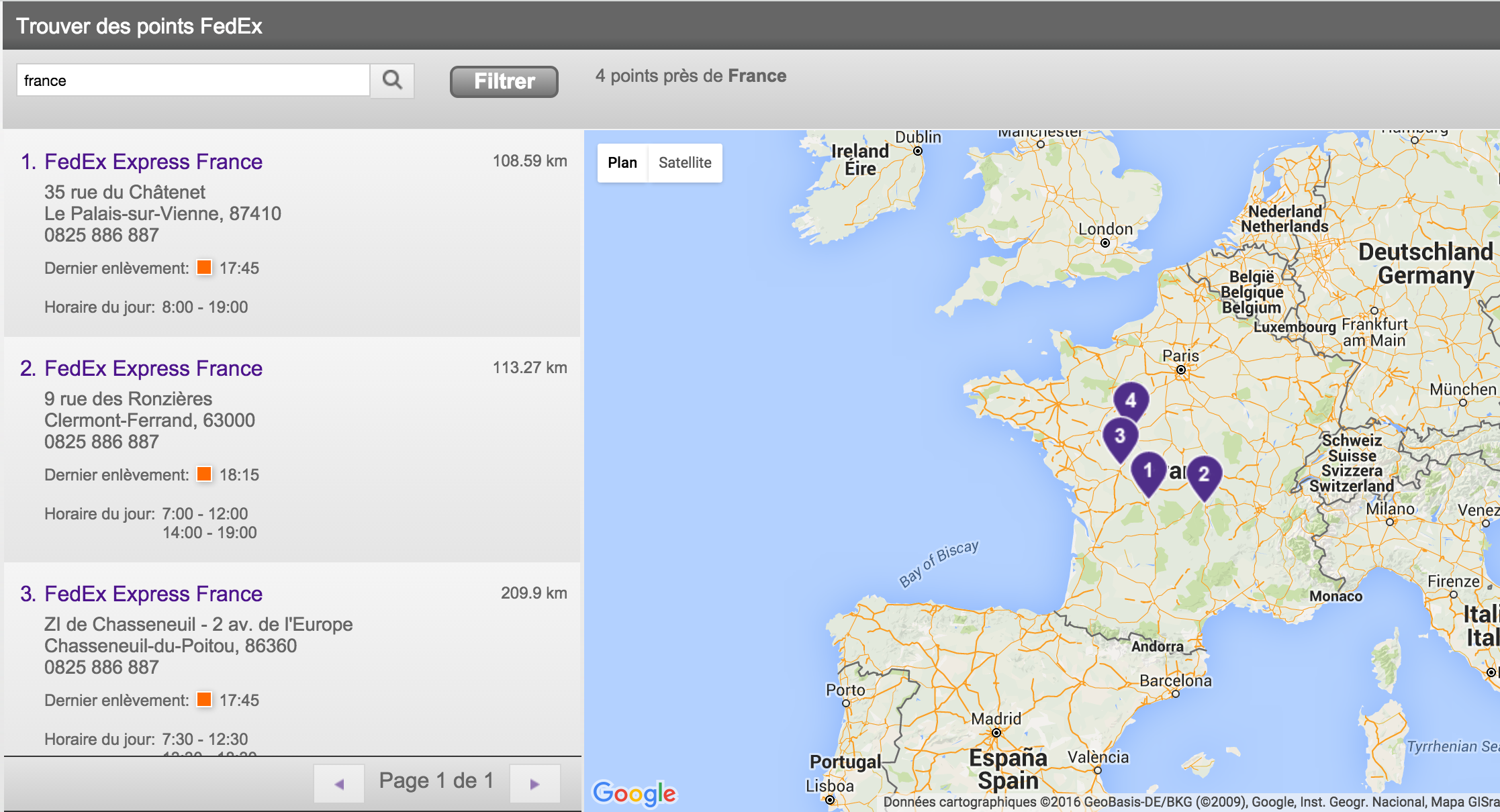 Liste des agences Fedex en France