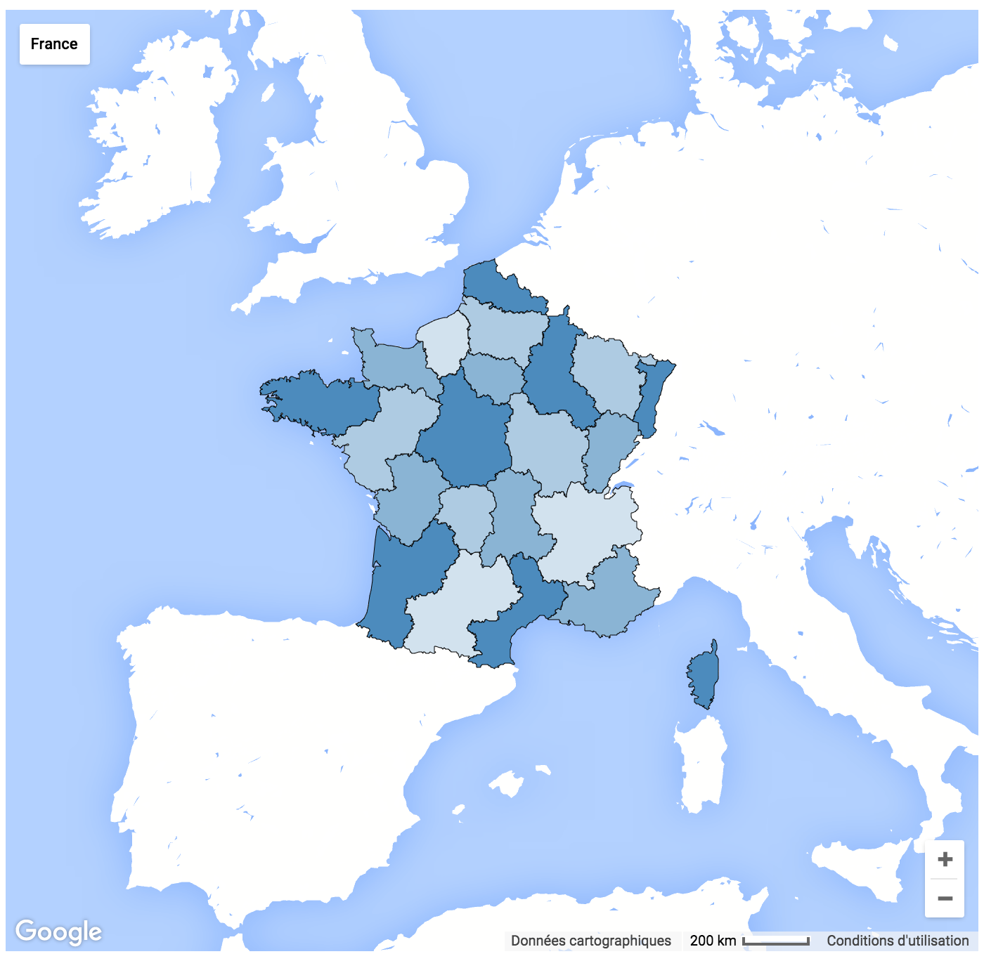 Carte des organismes Urssaf en France