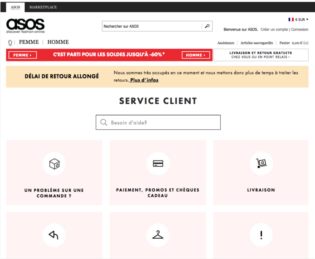 service client asos