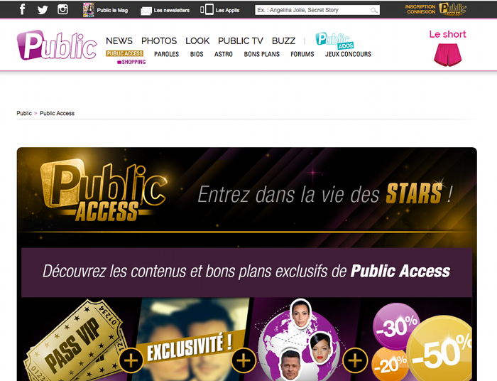 Site internet du magazine Public